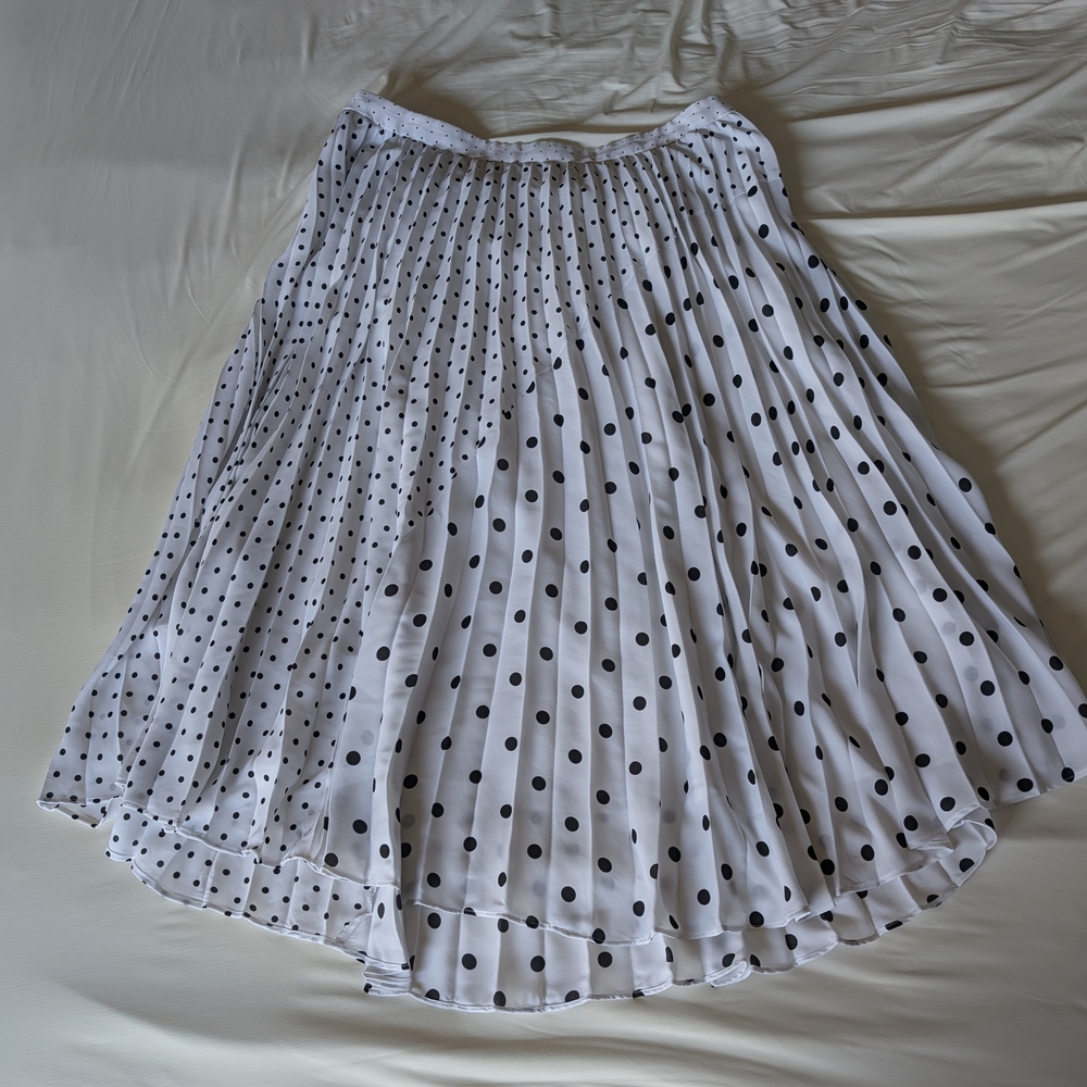 Banana Republic Black and White Midi Pleated Skirt